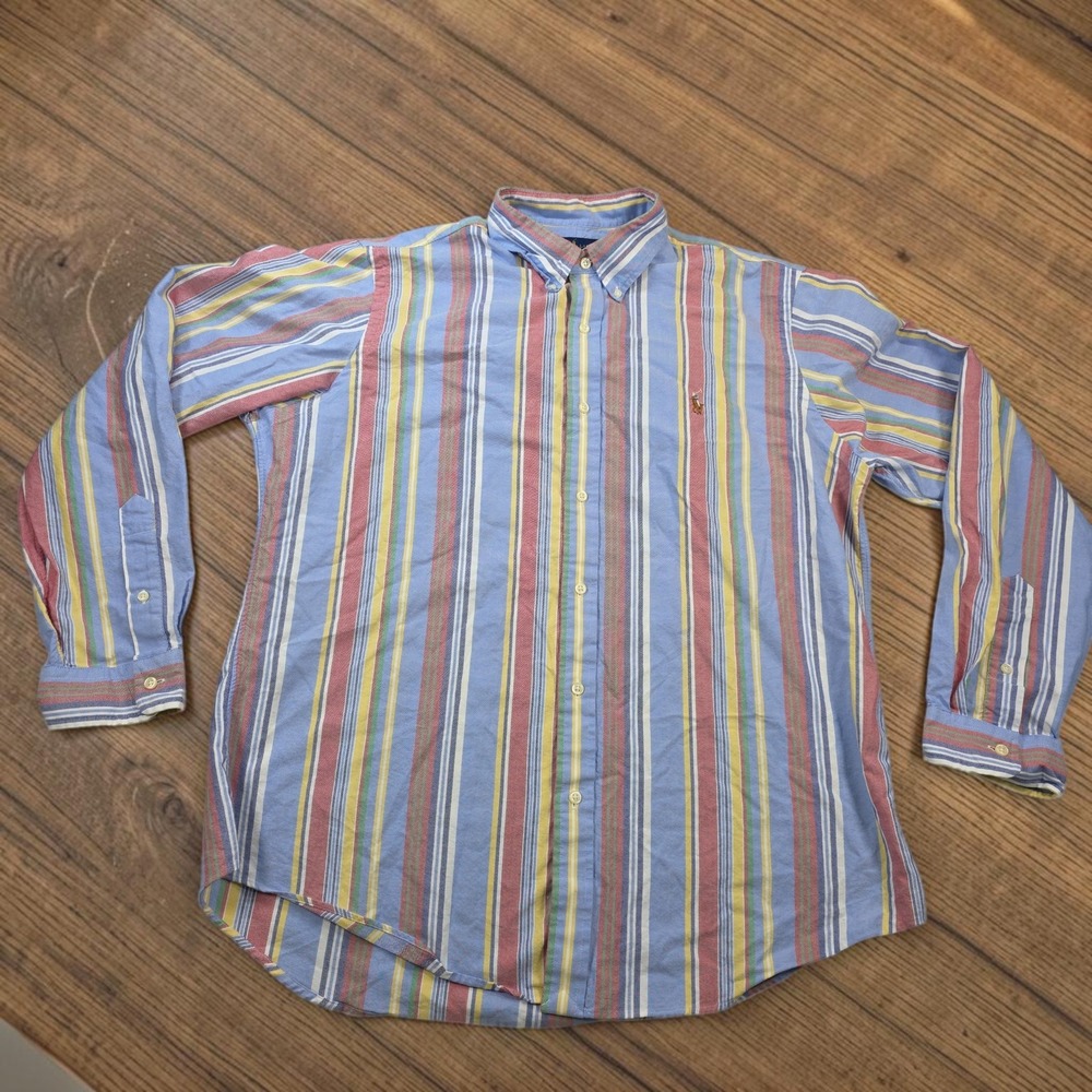 Polo Ralph Lauren Button Down Shirt Men XL Multicolor Classic Fit Striped Oxford